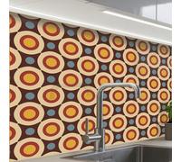 KitchenYeah© Splashback for kitchen 24"x32" / 60x80 cm self-adhesive Back Splashes Kitchens Splash Guard Decor Retro - Vintage - Design - Circle