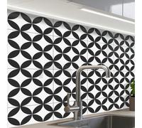 KitchenYeah© Splashback for kitchen 24"x32" / 60x80 cm self-adhesive Back Splashes Kitchens Splash Guard Decor Circle - Pattern - Black - White