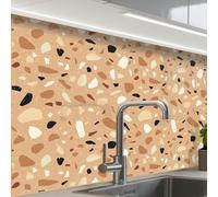 KitchenYeah© Splashback for kitchen 24"x32" / 60x80 cm self adhesive Sink Splash Splatter Guard Backsplash Decor Terrazzo - Pattern - Colorful - Orange