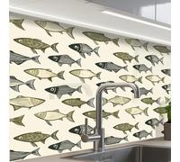 KitchenYeah© Splashback for kitchen 24"x32" / 60x80 cm self adhesive Sink Splash Splatter Guard Backsplash Decor Pisces - Classic - Green