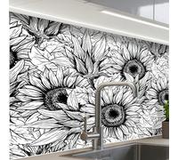 KitchenYeah© Splashback for kitchen 24"x32" / 60x80 cm self adhesive Sink Splash Splatter Guard Backsplash Decor Flowers - Sunflower - Pattern