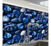 KitchenYeah© Splashback for kitchen 24"x32" / 60x80 cm self adhesive Sink Splash Splatter Guard Backsplash Decor Luxury - Blue - Marble - Stones