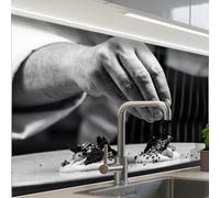 KitchenYeah© Splashback for kitchen 24"x32" / 60x80 cm self adhesive Sink Splash Splatter Guard Backsplash Decor Chef - garnish - dish