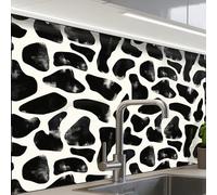 KitchenYeah© Splashback for kitchen 24"x32" / 60x80 cm self adhesive Sink Splash Splatter Guard Backsplash Decor Animal pattern - Spots - Black - White