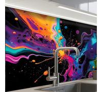 KitchenYeah© Splashback for kitchen 24"x32" / 60x80 cm self-adhesive Sink Splash Splatter Guard Splashbacks Walls Colorful - Paint - Black