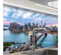 KitchenYeah© Splashback for kitchen 24"x32" / 60x80 cm self-adhesive Sink Splash Splatter Guard Splashbacks Walls New York - Skyline - Brooklyn - Bridge
