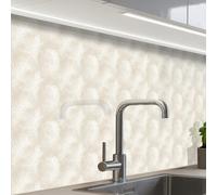 KitchenYeah© Splashback for kitchen 24"x32" / 60x80 cm self-adhesive Sink Splash Splatter Guard Splashbacks Walls Leaves - Beige - White - Botanical - Nature