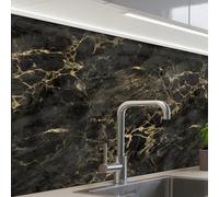 KitchenYeah© Splashback for kitchen 24"x32" / 60x80 cm self-adhesive Sink Splash Splatter Guard Splashbacks Walls Black - Marble - Gold - Nerf