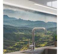 KitchenYeah© Splashback for kitchen 24"x32" / 60x80 cm self-adhesive Sink Splash Splatter Guard Splashbacks Walls Landscape - Valley - Green