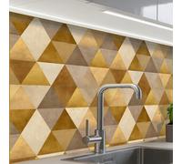 KitchenYeah© Splashback for kitchen 24"x32" / 60x80 cm self-adhesive Sink Splash Splatter Guard Splashbacks Walls Geometric - Triangle - Gold