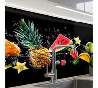 KitchenYeah© Splashback for kitchen 24"x32" / 60x80 cm self-adhesive Sink Splash Splatter Guard Splashbacks Walls Fruit - Black