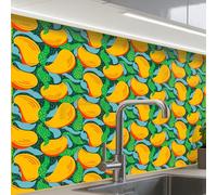 KitchenYeah© Splashback for kitchen 24"x32" / 60x80 cm self-adhesive Sink Splash Splatter Guard Splashbacks Walls Mango - Pattern - Fruit - Leaves