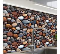 KitchenYeah© Splashback for kitchen 24"x32" / 60x80 cm self-adhesive Sink Splash Splatter Guard Splashbacks Walls Polished - Pebble - Warm