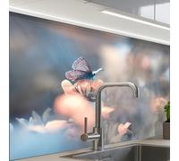 KitchenYeah© Splashback for kitchen 24"x32" / 60x80 cm self-adhesive Wall Protector Decor Panels Cooker Backsplash Flowers - Butterfly - Nature - Botanical