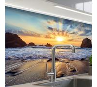 KitchenYeah© Splashback for kitchen 24"x32" / 60x80 cm self-adhesive Wall Protector Decor Panels Cooker Backsplash Sunset - Sea - Beach - Landscape