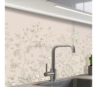 KitchenYeah© Splashback for kitchen 24"x32" / 60x80 cm self-adhesive Wall Protector Decor Panels Cooker Backsplash Flowers - Beige - Botanical - Vintage
