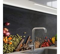 KitchenYeah© Splashback for kitchen 24"x32" / 60x80 cm self-adhesive Wall Protector Decor Panels Cooker Backsplash Herbs - Food - Spices - Black - Paprika - Cinnamon