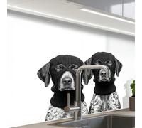 KitchenYeah© Splashback for kitchen 24"x32" / 60x80 cm self-adhesive Wall Protector Decor Panels Cooker Backsplash Dogs - balaclava - Black - white