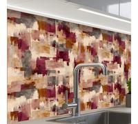 KitchenYeah© Splashback for kitchen 24"x32" / 60x80 cm self-adhesive Wall Protector Decor Panels Cooker Backsplash Brush Stripes - Autumn Symphony - Bordeaux Red