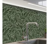 KitchenYeah© Splashback for kitchen 24"x32" / 60x80 cm self-adhesive Wall Protector Splash Back Cooker Backsplash Leaves - Organic - Green