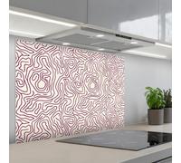 KitchenYeah© Splashback for kitchen 24"x35" / 60x90 cm self-adhesive Back Splashes Kitchens Splash Guard Decor Winding line - Magenta - Cream