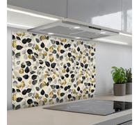 KitchenYeah© Splashback for kitchen 24"x35" / 60x90 cm self-adhesive Back Splashes Kitchens Splash Guard Decor Botanical - Gold - Black