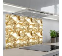 KitchenYeah© Splashback for kitchen 24"x35" / 60x90 cm self adhesive Sink Splash Splatter Guard Backsplash Decor Liquid - Drops - Gold