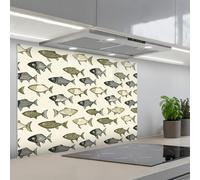 KitchenYeah© Splashback for kitchen 24"x35" / 60x90 cm self adhesive Sink Splash Splatter Guard Backsplash Decor Pisces - Classic - Green
