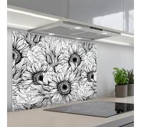 KitchenYeah© Splashback for kitchen 24"x35" / 60x90 cm self adhesive Sink Splash Splatter Guard Backsplash Decor Flowers - Sunflower - Pattern