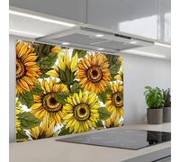 KitchenYeah© Splashback for kitchen 24"x35" / 60x90 cm self adhesive Sink Splash Splatter Guard Backsplash Decor Sunflower - Vintage - Design
