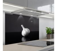 KitchenYeah© Splashback for kitchen 24"x35" / 60x90 cm self-adhesive Sink Splash Splatter Guard Splashbacks Walls Garlic - Black - White