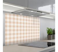 KitchenYeah© Splashback for kitchen 24"x35" / 60x90 cm self-adhesive Sink Splash Splatter Guard Splashbacks Walls Plaid - Pattern - Square - Beige