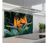 KitchenYeah© Splashback for kitchen 24"x35" / 60x90 cm self-adhesive Sink Splash Splatter Guard Splashbacks Walls Bird of paradise - Flower - Exotic