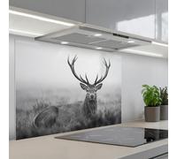 KitchenYeah© Splashback for kitchen 24"x35" / 60x90 cm self-adhesive Sink Splash Splatter Guard Splashbacks Walls Deer - Foggy - Black - White