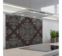 KitchenYeah© Splashback for kitchen 24"x35" / 60x90 cm self-adhesive Sink Splash Splatter Guard Splashbacks Walls Brown - Gray - Ornate - Patterned