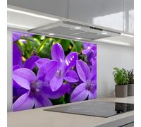 KitchenYeah© Splashback for kitchen 24"x35" / 60x90 cm self-adhesive Sink Splash Splatter Guard Splashbacks Walls Flowers - Purple - Nature