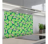 KitchenYeah© Splashback for kitchen 24"x35" / 60x90 cm self-adhesive Sink Splash Splatter Guard Splashbacks Walls Pears - Green - Pink