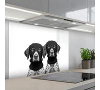 KitchenYeah© Splashback for kitchen 24"x35" / 60x90 cm self-adhesive Wall Protector Decor Panels Cooker Backsplash Dogs - balaclava - Black - white