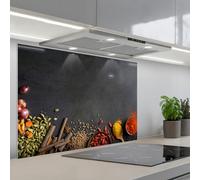 KitchenYeah© Splashback for kitchen 24"x35" / 60x90 cm self-adhesive Wall Protector Decor Panels Cooker Backsplash Herbs - Food - Spices - Black - Paprika - Cinnamon