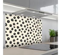 KitchenYeah© Splashback for kitchen 24"x35" / 60x90 cm self-adhesive Wall Protector Decor Panels Cooker Backsplash Daisies - Graphic - Black - Beige