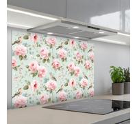 KitchenYeah© Splashback for kitchen 24"x35" / 60x90 cm self-adhesive Wall Protector Decor Panels Cooker Backsplash Roses - Birds - Pastel - Colorful