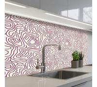 KitchenYeah© Splashback for kitchen 24"x39" / 60x100 cm self-adhesive Back Splashes Kitchens Splash Guard Decor Winding line - Magenta - Cream