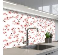 KitchenYeah© Splashback for kitchen 24"x39" / 60x100 cm self-adhesive Back Splashes Kitchens Splash Guard Decor Cherry Blossom - Branches - Pink