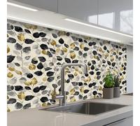 KitchenYeah© Splashback for kitchen 24"x39" / 60x100 cm self-adhesive Back Splashes Kitchens Splash Guard Decor Botanical - Gold - Black