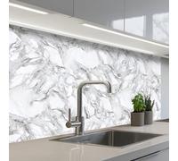 KitchenYeah© Splashback for kitchen 24"x39" / 60x100 cm self adhesive Sink Splash Splatter Guard Backsplash Decor Marble - Layered - Breaking - Grey texture