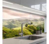 KitchenYeah© Splashback for kitchen 24"x39" / 60x100 cm self adhesive Sink Splash Splatter Guard Backsplash Decor Landscape - Hills - Green