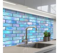 KitchenYeah© Splashback for kitchen 24"x39" / 60x100 cm self adhesive Sink Splash Splatter Guard Backsplash Decor Blue - Gloss - Wall