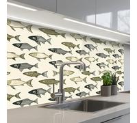 KitchenYeah© Splashback for kitchen 24"x39" / 60x100 cm self adhesive Sink Splash Splatter Guard Backsplash Decor Pisces - Classic - Green