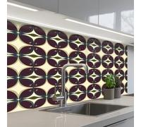KitchenYeah© Splashback for kitchen 24"x39" / 60x100 cm self-adhesive Sink Splash Splatter Guard Splashbacks Walls Circle - Retro - Colorful