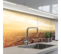 KitchenYeah© Splashback for kitchen 24"x39" / 60x100 cm self-adhesive Sink Splash Splatter Guard Splashbacks Walls Paris - Skyline - Sunset - Cities